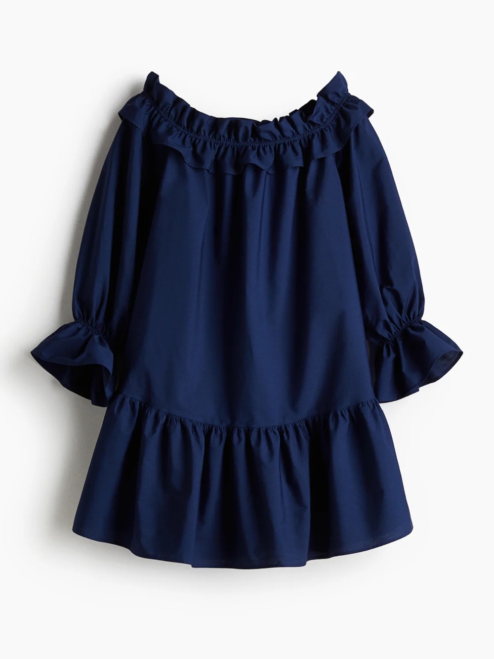 H&M Navy Off Shoulder Ruffle Dress XS